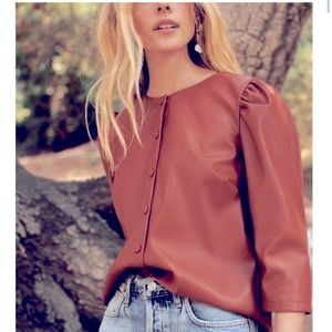 Anthropologie Sunday In Brooklyn Faux Leather Top